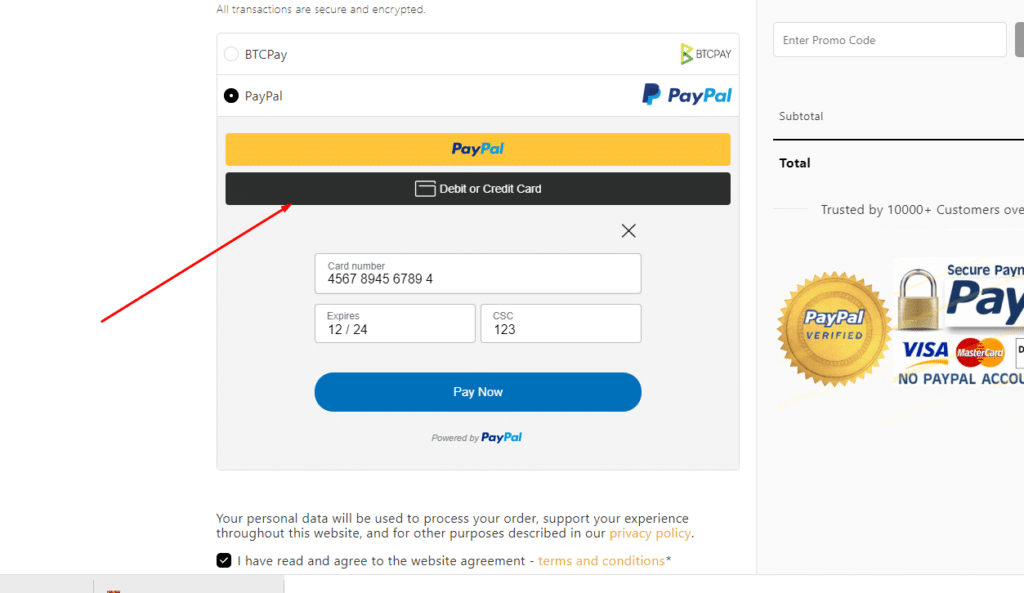 paypal noaccount payments